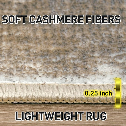 6x9 Area Rugs Washable Rug: Large Modern Abstract Living Room Rug Soft Anti-Skid Thin Carpet Indoor Floor Non-Shedding Carpets for Bedroom Dining Room Farmhouse Nursery Home Office Brown White