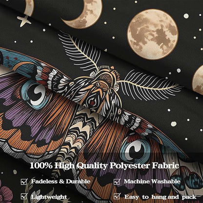 Neasow Hippie Witchy Moth Tapestry, Moon Mushroom Aesthetic Floral Wall Art, Mystic Moon Phase Decor for Living Room Bedroom Home, 60x80 inches