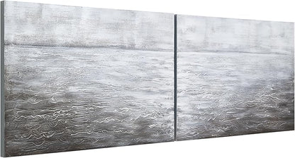 Empire Art Direct Abstract Wall Art Textured Hand Painted Canvas by Martin Edwards, Diptych, 24" x 36" each, Silver Light