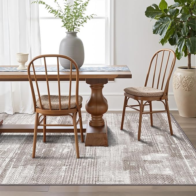 LUMI 5x8 Washable Area Rug for Living Room, Ultra Soft Stain Resistant Carpet with Non Slip Rubber Backing, Non-Shedding Low Pile Rugs for Bedroom, Dining Room, Indoor, Office