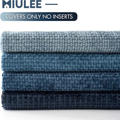 MIULEE Pack of 4 Couch Throw Pillow Covers 12x20 Inch Neutral Blue Soft Decorative Chenille Pillow Covers Farmhouse Accent Cushion Covers for Boho Western Spring Coastal Decor Sofa Bed Living Room