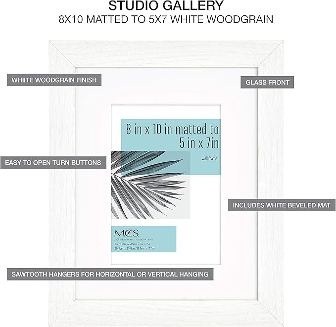 MCS 63895, White Woodgrain Studio Gallery 7 Piece Frame Set, Multipack