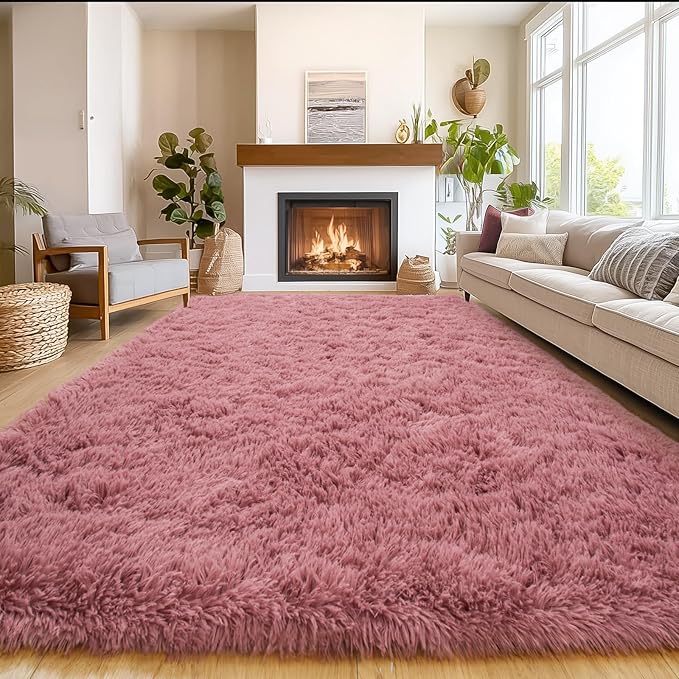 Area Rug for Living Room 6x9, Ultra Soft Shaggy Area Rugs for Bedroom, Upgrade Non-Slip Plush Fuzzy Carpet for Bedroom Girls Boys Room Home Nursery Teens Modern Indoor Home Dorm Decor,Pimk