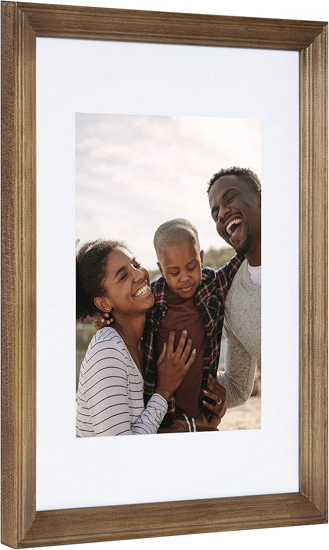 Kate and Laurel Bordeaux Gallery Wall Frame and Shelf Kit, Set of 10, Rustic Brown and Charcoal Gray, Assorted Size Frames and Three Display Shelves