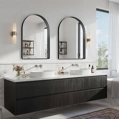 Suidia 2-Pack 22" x 30" Bathroom Mirror, Bathroom Vanity Mirror Metal Framed, Wall-Mounted Mirrors for Bedroom, Living Room, Entryway, Hallway, Black, Arch Style