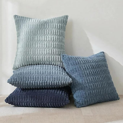 Fancy Homi 4 Packs Decorative Throw Pillow Covers for Living Room Couch Bed, Modern Farmhouse Boho Home Décor Accent Cushion Case, 20" x 20", Blue Series