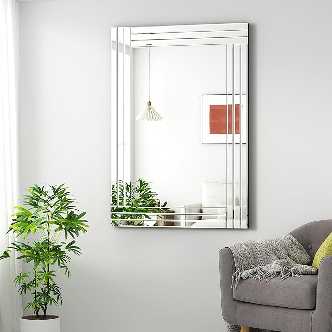 Decorative Wall Mirror Gorgeous Silver Mirror for bedrooms, bathrooms, entryways hallways, Living Room and Dining Room Walls “40x28”