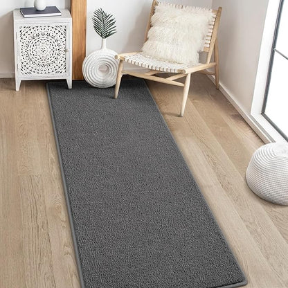 Gifeas Ultra Soft Modern Runner Rugs for Living Room Bedroom, 2x6 Feet Dark Grey Thickened Memory Foam Indoor Solid Minimalist Carpets, Non-Slip Comfy Area Rug for Boys Girls Nursery Room Home Decor