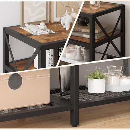 Bigbiglife TV Stand for TVs Up to 75 Inches, Industrial Entertainment Center with 3 Tier Open Shelves, TV Console Table for Living Room, Bedroom, Rustic Brown (75 inch)