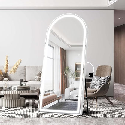 FENNIO Full Length Mirror with Lights, 70" x 32" LED Full Body Mirror, Free Standing Lighted Floor Mirror, Wall Mounted Hanging Mirror for Bedroom, Salon, Dimmable, 3 Color Lighting [Tempered Glass]