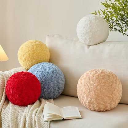 Ball Pillow, Decorative Round Pillow for Couch n, Circle Throw Pillows, Perfect Ball Pillows for Couch, Stylish Decorative Pillows, Versatile Round Throw Pillow (Red, Medium-11.8 Inches)