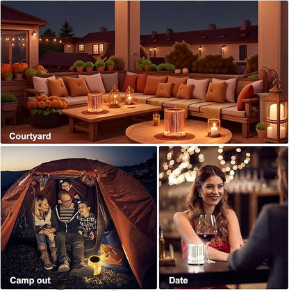 oneleaf Table Lamp Crystal RGB Modern LED Cordless,Rechargeable Battery Touch Desk lamp with Remote Control, Night Light for Couple Dinner/Restaurant/Bedroom/Camp (C-Short)