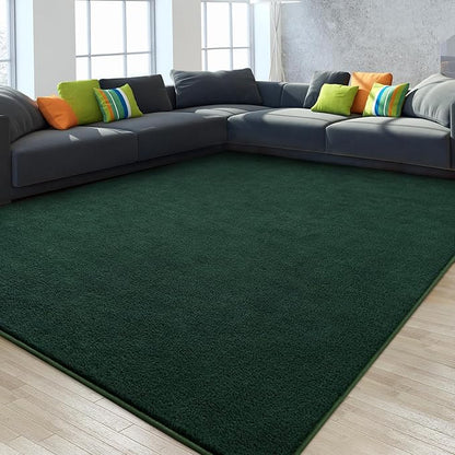Gifeas Large Ultra Soft Modern Area Rugs for Living Room Bedroom, 6x9 Feet Deep Green Thickened Memory Foam Indoor Solid Minimalist Carpets, Non-Slip Comfy Rug for Boys Girls Nursery Room Home Decor