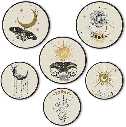 Barydat 6 Pieces Boho Plant Wall Art Decor Wooden Boho Farmhouse Rustic Bohemian Wall Hanging for Bedroom Living Room Office(Butterfly,8 Inch, 10 Inch)
