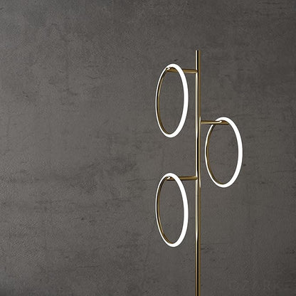 Ozarke Neo Modern Floor Lamp - Mid Century Minimalist Decor Stand Light for Living Room, Bedroom & Home Office, Dimmable Contemporary Tall Lighting with 3 LED Lights - Warm 27000K (Gold)