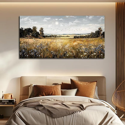 KELIYUAN Canvas Wall Art For Living Room Farmhouse Wall Decor For Bedroom Office Decorations Field Scenery Wall Painting Countryside Pictures Artwork Modern Ready To Hang Home Decor 30"X60"