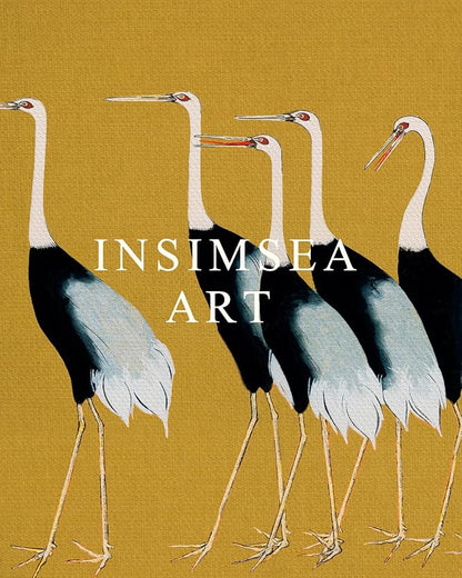 InSimSea 36x54 Extra Large Canvas Scroll Wall Art, Vintage Seven Cranes Wall Decor, Oversized Animal Painting Prints for Living Room, Bedroom, Dining Room, Office