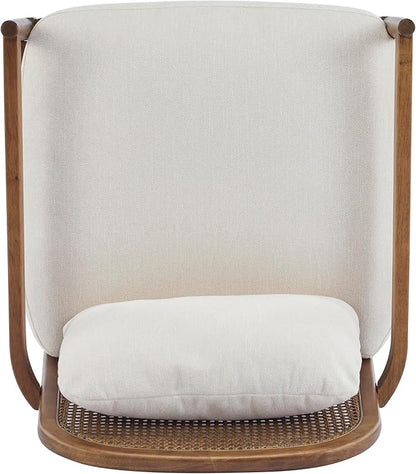 Christopher Knight Home Nadine Modern Club Chair Set of 2 with Cushion, Wooden Living Room Accent Chair with Rattan Open Back, Bedroom Comfy Reading Chair, Beige+Light Brown