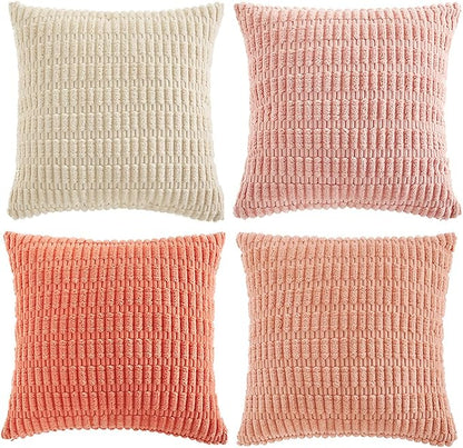 Fancy Homi 4 Packs Decorative Throw Pillow Covers for Living Room Couch Bed, Modern Farmhouse Boho Home Décor Accent Cushion Case, 20" x 20", Pink Series