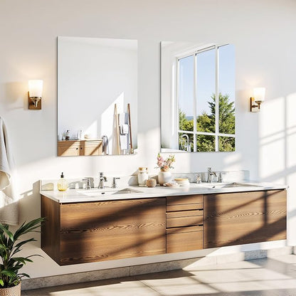 CILIBER Frameless Mirrors for Wall, 2-Pack 24x36 Vanity Mirrors with Polished Edge, Rectangle Bathroom Mirror for Over Sink, Bedroom, Entryway, Horizontal or Vertical, 3mm Tempered Glass