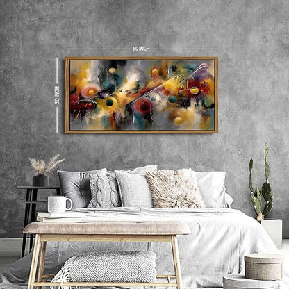 Colorful Wall Art Framed Abstract Lines Wall Decor Modern Artwork Prints for Living Room Minimalist Golden Gray Geometric Circle Aesthetic Poster Artwork Office Kitchen Bedroom Home Decorations 30x57.8"
