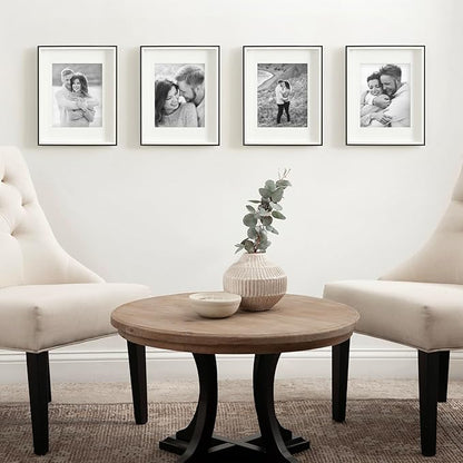 Kate and Laurel Gibson Modern Wall Picture Frame Set of 4; 11x14 matted to 8x10; Black and White; Four-Piece Frame Set for Use as Gallery Wall Frame Set in Living Room Wall Décor