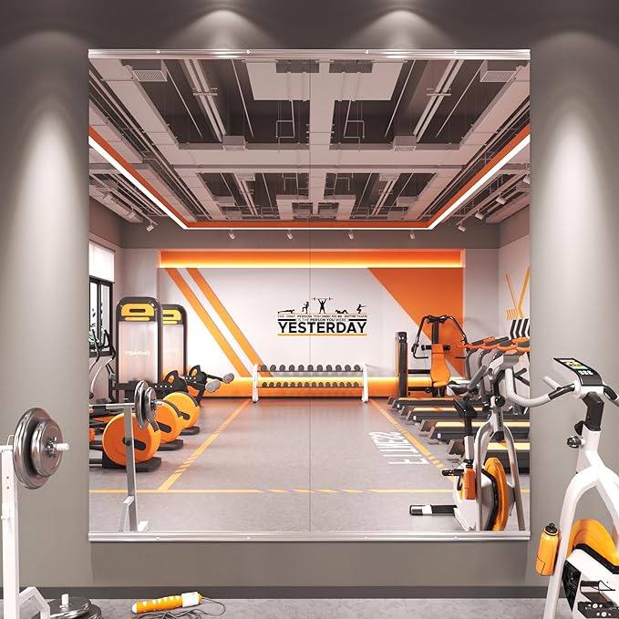 Amorho Gym Mirror, 65''x30''(Each)-2Pack, Tempered Glass Frameless Full Body Mirror for Home, Yoga Studios, Dance Rooms, Garage Gyms.