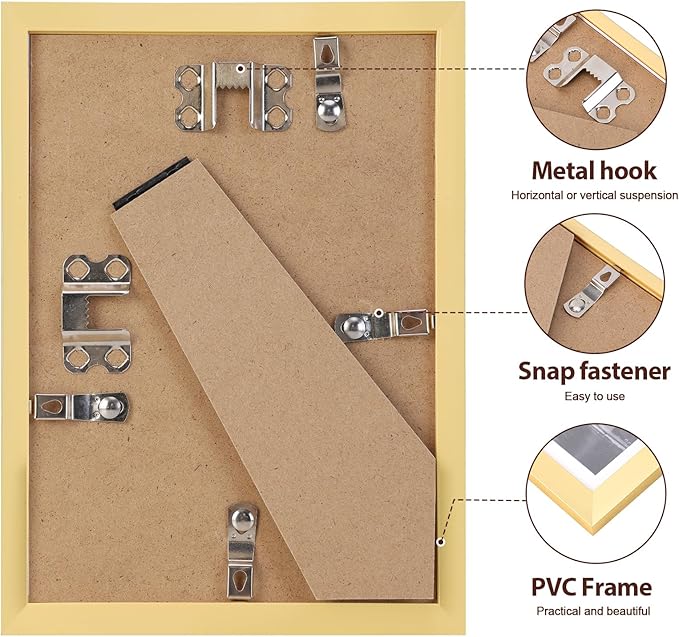 Fixwal 5x7 Picture Frame Set of 6 with Shatter Resistant Plastic Glass, Thin Border and Light Weight Photo Frames for Wall or Tabletop Display, Gift for Mother's Day, Father's Day, Graduation, Gold