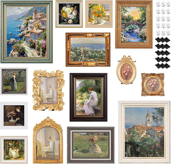 15 Pack Vintage Picture Frames for Wall or Tabletop Display Ornate Vintage Frames Gallery Wall Frame Set Vintage Wall Art for Gallery Bedroom Living Room Antique Photo Frame for Wall Décor