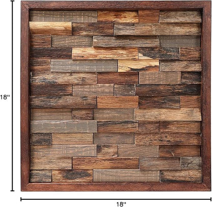 CONSDAN Wood Wall Decor | USA Grown Hardwood, Rustic Wooden Wall Art, Home Decorations for Living Room and Bedroom Aesthetic, Framed and Ready to Hang, Brick, 18" x 18"