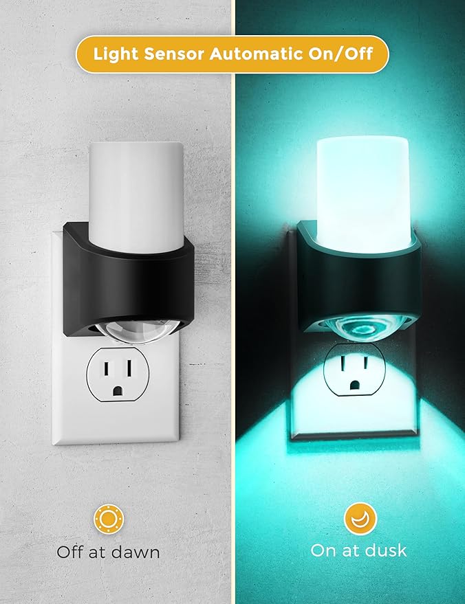 L LOHAS LED Projector Night Light Plug in Night Lights Plug into Wall with Dusk to Dawn Sensor, 8 RGB Color and Dynamic Mode, 2 Pack