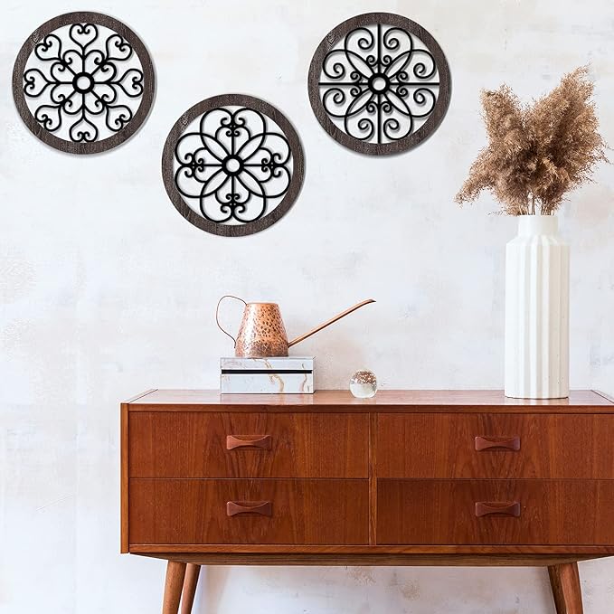 Blulu 3 Pieces Thicken Rustic Wall Decor Farmhouse Wall Art Decor Wood Hanging Decoration for Living Room Bedroom Home Indoor Outdoor Office(Classic Style)
