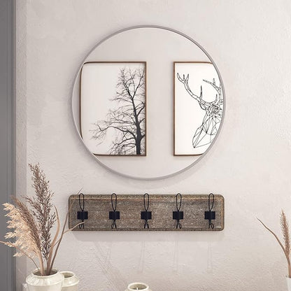 HBCY Creations Medium Round Mirror, Silver 24 inch Wall Mirror for Entryway, Bathroom, Living Room and More, Modern Minimalist Mirror for Both Rustic and Boho Design and Decor