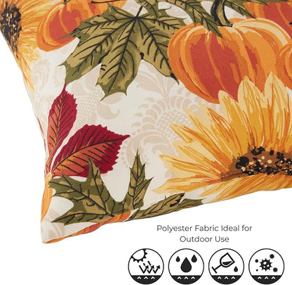 Set of 2 Outdoor Throw Pillows 19 x 12 Inch – Reversible Rectangle Patio Accent Pillows – Weather-Resistant Polyester Fabric – Eco-Friendly Recycled Polyfiber Fill – Marisol