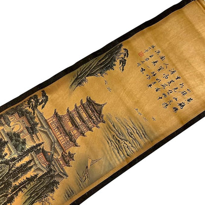CIFIBIFUN Wall Asia Art Prints Posters Painting Asia Vintage Style,4 Panels Architectural Scroll Four Great Towers, Walls Decor for Living Room Library (Japan Painting)