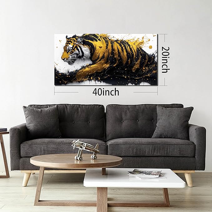 JKWALL77 Tiger Wall Canvas Art for Living Room - Animal Pictures for Office Wall Decor - Boys Bedroom Wall Decor Size 20" x 40"
