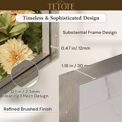 TETOTE Brushed Nickel Bathroom Mirror 24" x 32" Vanity Mirror for Over Sink Brushed Nickel, Tempered Glass, Modern Farmhouse Rectangle Frame Wall Mirrors for Bathroom, Bedroom, Entryway, Living Room