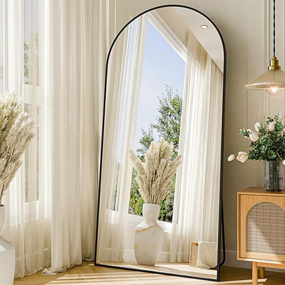 76"x34" Floor Mirror Full Length, Arched Full Length Mirror with Stand, Large Full Body Mirrors for Bedroom Living Room or Cloakroom Black
