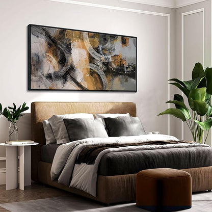 KLAKLA Wall Art for Living Room & Office - Modern Abstract Canvas Wall Art Decor - Orange, Gray, Yellow Paintings & Pictures for Living Room - Bedroom Wall Decor 24×48IN