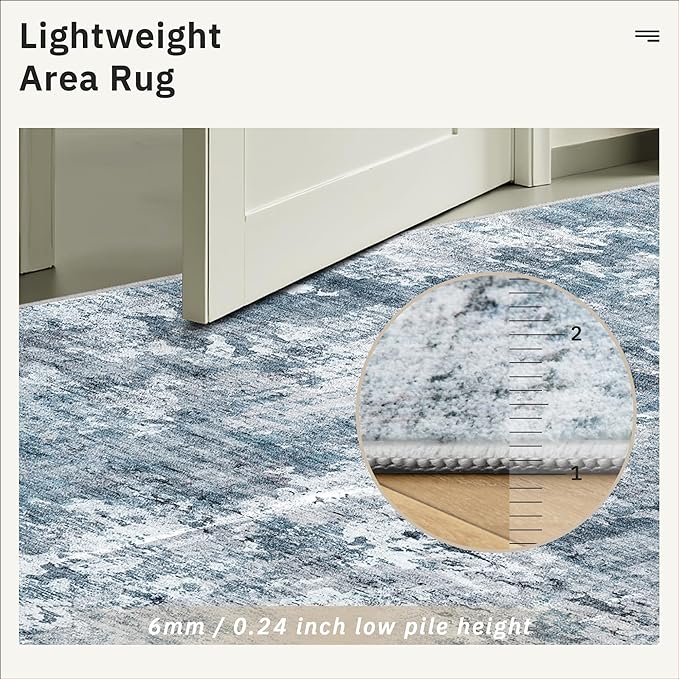 Soalmost Runner Rug 3x10 Washable Non-Slip Hallway Runner Rugs for Kitchen Bathroom Laundry Room Blue/Grey Vintage Floor Carpet Runners for Hallways Entryway