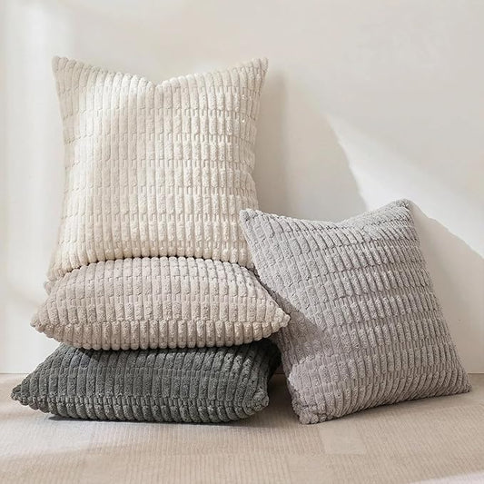Fancy Homi 4 Packs Decorative Throw Pillow Covers for Living Room Couch Bed, Modern Farmhouse Boho Home Décor Accent Cushion Case, 14" x 14", Grey Series