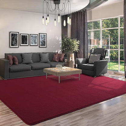 AROGAN Modern Shag Area Rug, 6x9 Feet Washable Bedroom Carpet, Plush Memory Foam Kids Girls Teens Room Low Pile Rug Decor, Wine Red