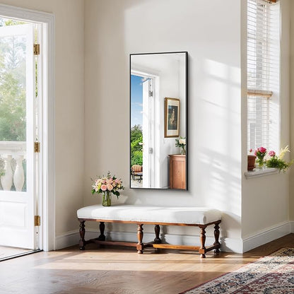YIROMAN Bathroom Mirror 20"x48",Matte Black Bathroom Mirror for Over Sink with Aluminum Frame, Rectangular Vanity Mirror with Right Angles, Wall Mirror Hangs Horizontal or Vertical, Shatterproof