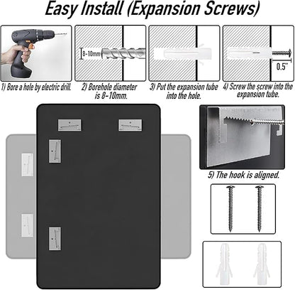 SCWF-GZ 24x36 Mirror Vanity Bathroom Wall Mounted Aluminum Alloy Metal Frame Dressing Round Rectangle Mirrors for Entryway Bedroom Living Room Horizontally or Vertically 36x24 inch Black