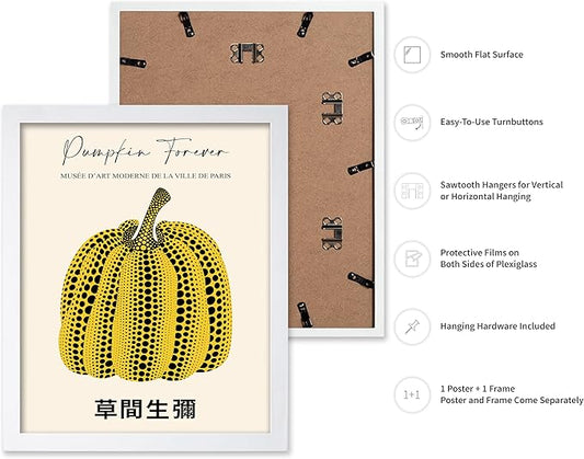 Poster Master Vintage Poster - Retro Pop Art Print - Gift for Artist, Friend - Pumpkin Forever, Black Dot, Modern, Abstract - Wall Decor for Home, Office, 16x20 White Framed