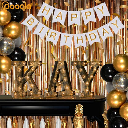 Pooqla Vintage Light Up Marquee Letters with Lights – Illuminated Industrial Style Lighted Alphabet Letter Signs - Coffee Bar Apartment Bedroom Wall Home Initials Decor A-Z
