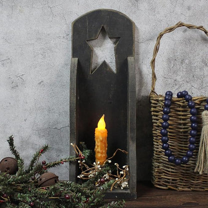 CVHOMEDECO. Real Wax Hand Dipped Battery Operated LED Timer Taper Candles Rustic Primitive Flameless Lights Decor, 4-3/4 Inch, Orange, 6 PCS in a Package