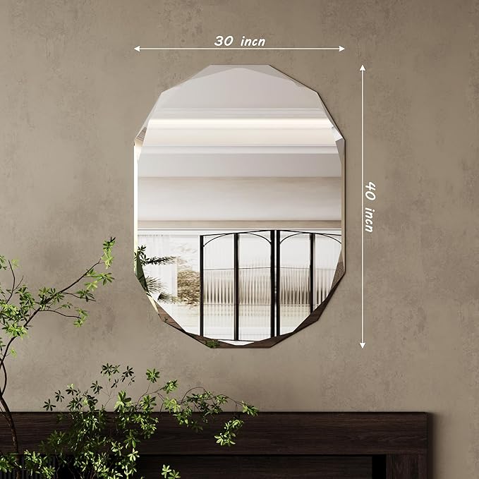 AUYHM Frameless Bathroom Mirror 30x40,Bathroom Mirrors for Over Sink,Oval Bathroom Mirrors Beveled Edge entryway Horizontal and Vertical,espejos decorativos de pared