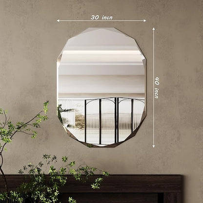 AUYHM Frameless Bathroom Mirror 30x40,Bathroom Mirrors for Over Sink,Oval Bathroom Mirrors Beveled Edge entryway Horizontal and Vertical,espejos decorativos de pared