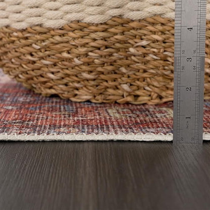 Bloom Rugs Washable 3' x 5' Rug - Red/Orange/Beige Traditional Area Rug for Living Room, Bedroom, Dining Room, and Kitchen - Exact Size: 3' x 5'
